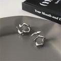 Y2K Irregular Earrings for Women Silver Color Hip-Hop Punk Fashion Geometric Earring Clip Girl 2023 Trendy Party Jewelry. 