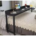 Tribesigns Overbed Table with Wheels, Unadjustable Queen Size Mobile Desk with Heavy-Duty Metal Legs, Height Can't Adjust (Black). 
