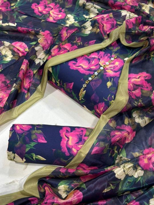 Embark on a festive style odyssey with our Swiss lawn three-piece featuring artistic florals and intricate patterns with a silk dupatta. The fabric of shirt and trouser is not a pure lawn, It's Swiss lawn.