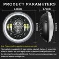 7 Round LED Headlight Cafe Racer for Yamaha, Harley, Road King, Jeep Wrangler,  Angel Eyes 7 Inch Motorcycle LED Headlight. 