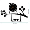 Birds on Tree with Coffee Cup Wooden Wall Clock Stylish Design Home Decoration Wall Hanging Clock. New Acrylic DIY Wooden Wall Clocks For Gifts, 3D Wall Clock For Bedroom, Acrylic Wall Clock, 3D Wooden Wall Clock Stylish Design, 3D DIY Wall Clock. 