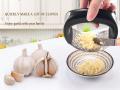 Stainless Steel Garlic Press Rocker - Premium Garlic Mincer With Silicone Peeler & Scraper - Arc Shape Design Garlic Crusher With Comfortable Grip Used For Peeling Garlic Ginger Lemmon And More. 