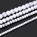 Natural Gem White Howlite Stone 4 6 8 10MM Beads For Jewelry Making. 