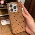 Fashion Cute Wave Point Dot Funny DIY 3D Doll Cat Couples Case Compatible for IPhone 16 11 15 14 13 12 Pro Max XS XR X 14 16 15 Plus Max Luxury Leather Texture Soft Case. 