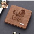 CEXIKA Custom Picture Text Father's Day Gift Wallet Men PU Leather Engraved Photo Personalized Birthday Anniversary Gift for Him. 