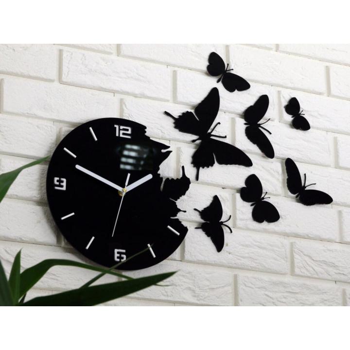 Wall Clock BUTTERFLY BLACK 3D Large Wall Clock Gift Wall Decor Unique Wall Clocks - wooden Butterfly Wall Clock Beautiful And Stylish Product