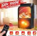 HOTTEST SALE Flame Heater 1000W Mini Portable Electric Fireplace Warmer | With Remote Control | Adjustable Room Heater. 