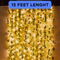 Artificial Fairy Lights with Leaves for Room Decoration | 15-Feet Plug-in Switch Operated Light String Bail | Ideal for Home Decor, Mirrors, Office, Weddings, and Function Decorations. 