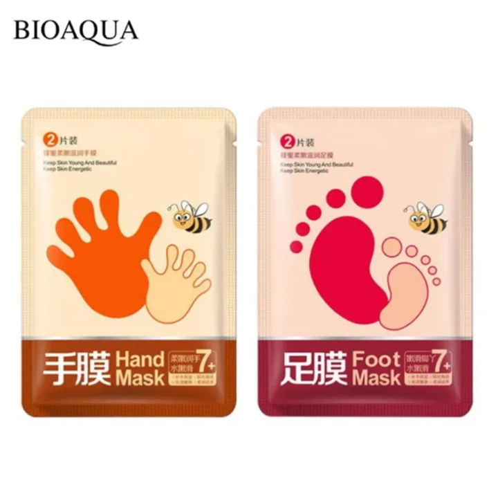 BIOAQUA Pack of 2 Hand & Foot Mask for Dry Skin, Cracked Heels & Rough Hands