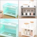 Kitchen Rack Plastic Double Layer Plastic Foldable Rack, Hollow Shelf Stationary Stand Box. 
