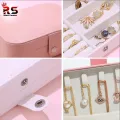 wolpin Jewellery Organiser PU Leather Magnetic Buckle Portable Storage Box Case with Dividers Container for Rings, Earrings, Necklace Home Organizer, Pink | Rs universal Store. 