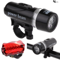 Bicycle Lights 5 LED Power Beam Torch Flashlight Bike Front Light Headlight Taillight Road MTB Mountain Bike Bicycle Accessories Noor's. 