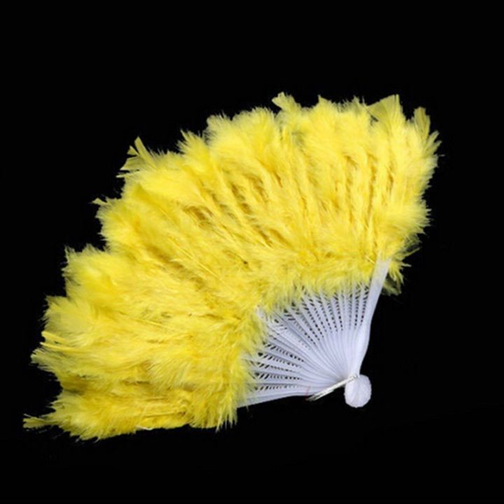 Factory price Hot saledongcheng 9 Colors New Costume Wedding Showgirl Dance Folding Hand Feather Fan Fancy