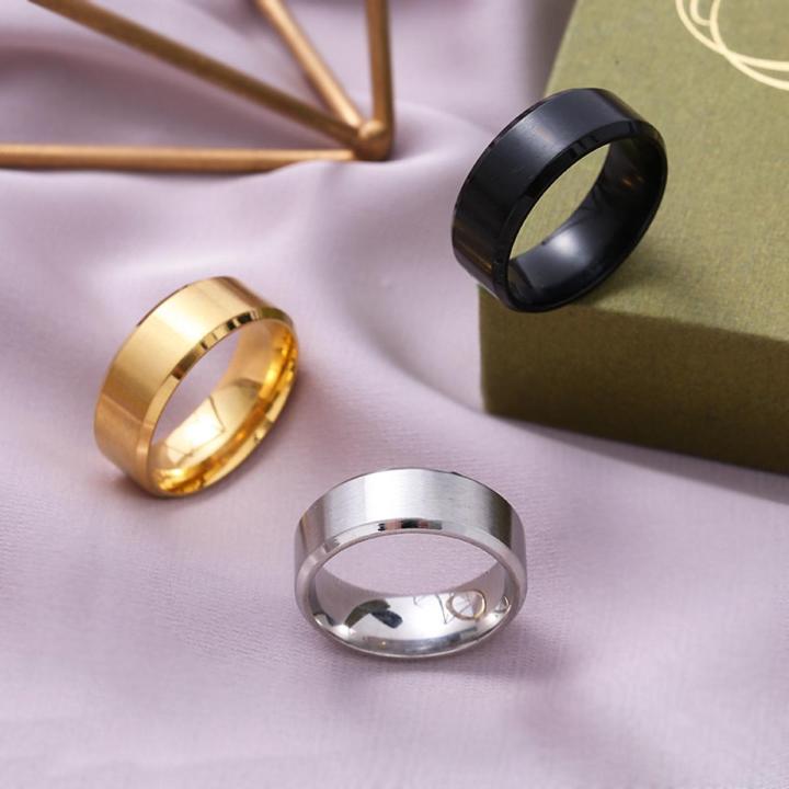 Boy Rings Size 7 Pack of 3 (Silver,Golden,Black) Titanium Band Rings For Boys & Girls ...