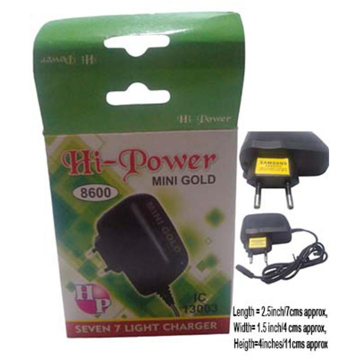 Mobile Phone Charges Hi-Power 8600 Hi-Speed IC 13003 Mini Gold Seven Light Charger for Android/Samsung Black Plastic QWIS-1001-20 QUALITY WEB PLACE
