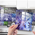 6x6 size Peel and stick backsplash tile stickers Decorative Self-adhesive Heat resistant Self adhesive kitchen tile decals Water resistant Glossy finish Bathroom splashback film for Home decor. 
