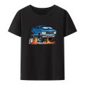 Classic Seventies American muscle car Hot Rod cartoon graphic t shirts creative humor casual shirt hip-hop fashion streetwear. 