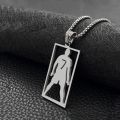 Cr7 Cristiano Ronaldo Stainless Steel Necklace Soccer Fans Square Pendant Necklace. 