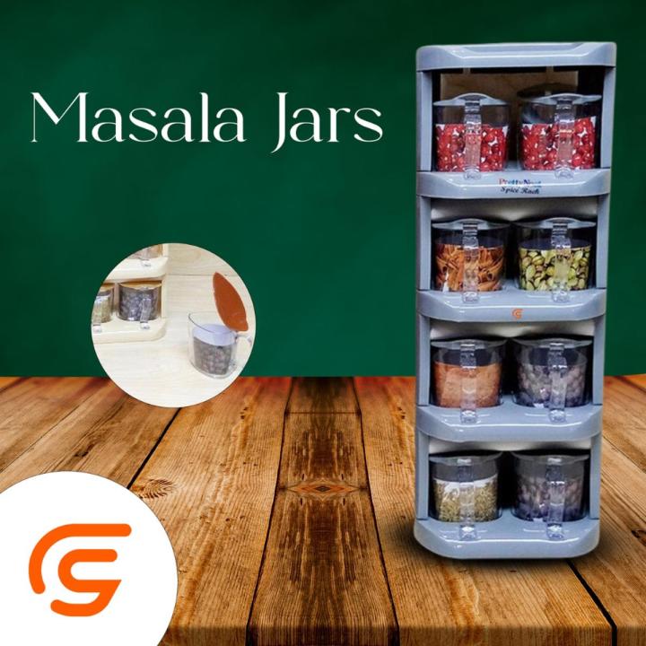 Masala Jar, 8Pcs Spice Box Set, Spice Masala Box Racks, Seasoning Pepper  Salt Spice Masala Box, Multipurpose Kitchen Spice Rack, Masala Spices  Plastic