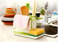 3 in 1 Kitchen Sink Organizer - Draining Holder, Towel Rack, Storage Box for Soap and Sponges. 