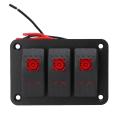 3 Gang Switch Board, Light Weight PP DC12V 24V IP65 3 Gang Switch Panel for Boat for Car. 