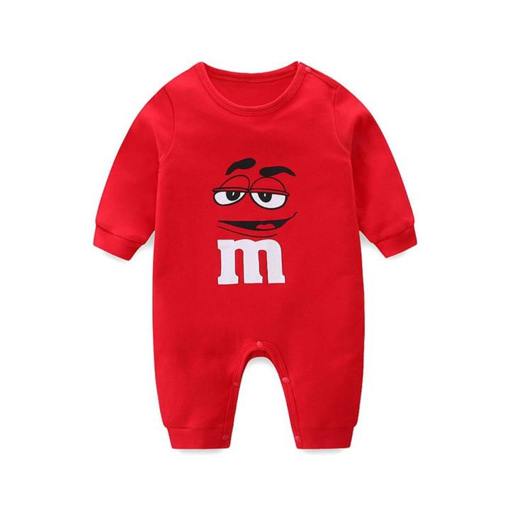 3m-24m kostium dla dzieci kombinezon dla noworodka czerwony M fasola dziewczynka Onesie z długim rękawem okrągły kołnierz wiosna/jesień ubrania Romper