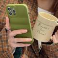 Vintage Olive Green Wave Shape Phone Case For iPhone 13 12 11 Pro Xs Max X Xr 7 8 Plus Shockproof Soft Silicone Back Cover. 