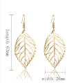 2021 Hot Fashion Wholesale Jewelry Hollow Metal Leaves Dangling Long Statement Drop Earrings For Women Gift Anniversary. 