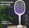 Rechargeable 2-in-1 Mosquito Racket - 1200mAh Lithium-Ion Battery. 
