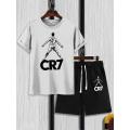 Summer Mens CR7 printed  T-shirt+short For Mens Track Suit. 