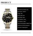 Men Watch Stainless Steel Push Button Hidden Clasp Waterproof Luminous Date Week Sport Wrist Watches. 