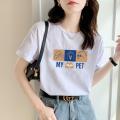 Summer Cotton White Short SleeveTWomen's Korean-Style Casual Loose Bottoming Shirt Cartoon Half-Sleeve All-Matching Top. 