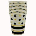 BLACK GOLDEN DOT PAPER CUPS - PACK OF 10 PAPER CUPS - BLACK GOLDEN THEME PAPER CUPS. 