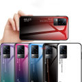 PlusCase for Vivo V21e Case Glass Hard Gradient Painted Shockproof Phone Back Cover. 