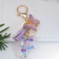 Sequin Crystal Drop Glue English Letter Key Chain Men's And Women's Bag Gift Pendant Key Ring. 