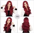 100% Real Human Hair Wig 13x4 HD Swiss Front Lace Full Head Cap Glueless Pre Plucked Dyeable Straight Light Body Wave Natural Hairline 30"inches Long Adjustable Elastic Band for Girls Women Ladies Cancer Chemotherapy Patient - Burgundy Beetroot. 