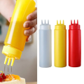 (Pack of 2 ) Plastic Squeezing Sauce bottle New Graduated 3 Nozzles Squeeze Bottles Salad Tableware Jam Container Reusable Portable Bottles (400 ml). 