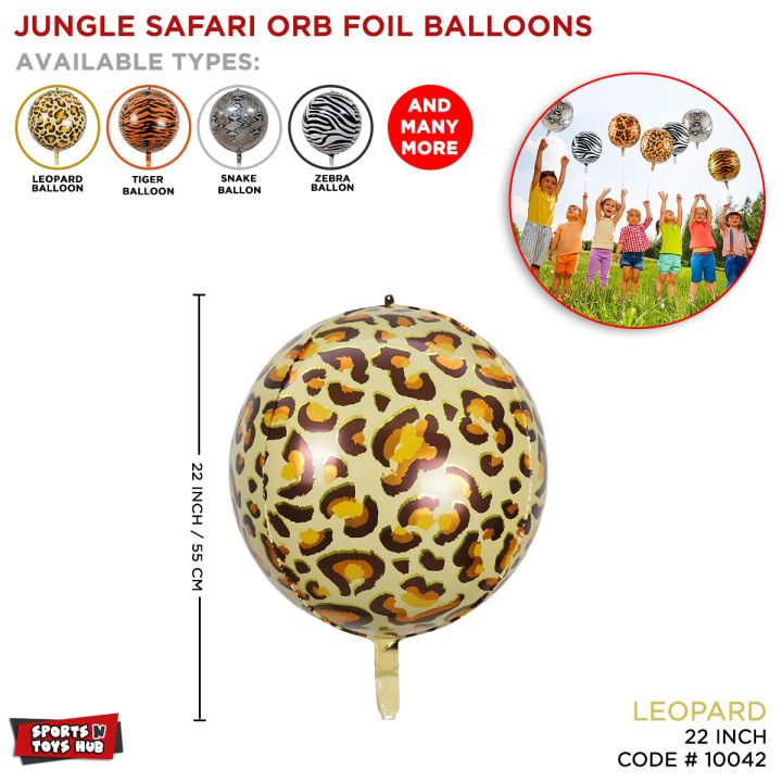 Jungle Safari 4D Orbz Foil Ballons Collections, Lion, Tiger, Zebra, Monkey, Elephant Printed Shape Orb Balloons, Jungles Themes, Forests Zoo, Animal Balloon, Birthday Parties Celebrations, Events Decorations Supplies, Occasions Decors Girls Boys & Kids