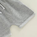 Infant Baby Boy 2 Pieces Outfits, Patchwork Hooded Sleeveless Tank Tops + Elastic Waist Solid Color Shorts Summer Set. 