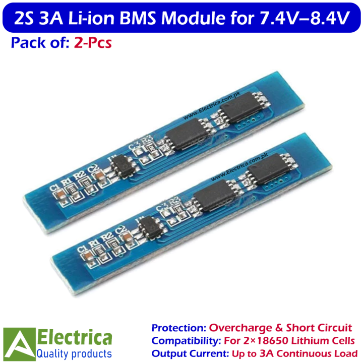 2 Cartes De Protection BMS 2S 3A Pour Batterie Li-ion 7.4V/8.4V 18650 – Protection Surcharge Et Décharge