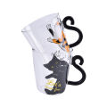 250ML Cute Cat Glass Juice Coffee Cup Milk Tea Coffee Glass Mug Cat Tail Handle. 