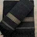 High Quality Traditional Velvet Dussa Shawl For Men / In Black. 