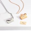 Custom Engraved Love Letter Personalized Envelope Pendant Necklace Stainless Steel Jewelry Women Valentine's Day Confession Gift. 
