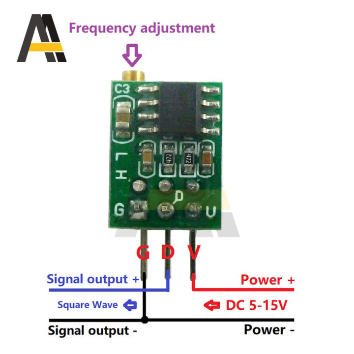 50Hz-6KHz 0.8Hz-60Hz Adjustable Square Wave Pulse Generator Oscillator Module Output Signal Source Frequency 200mA DC 5-15V