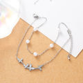 SAKURA 1 set of movable gemstone ring women's anklet stainless steel gold-plated layered chain anklet. 
