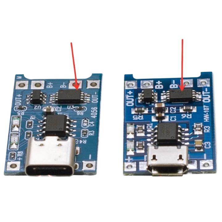 TP 4056 Charging Module 1A 18650 Lithium Battery Charger Module Micro USB and Type C With Battery Protection