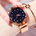 Fashion Women Mesh Magnet Buckle Starry Sky Luxury Fashion Watch - 2021 Model - Magnetic Strip - College/Office Girls -  Watch for Girls - Girls Watches. 