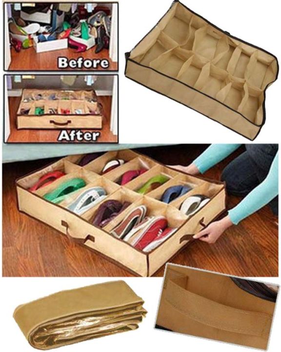 Shoe Organizer 12 Pair Storage Box Under Bed,