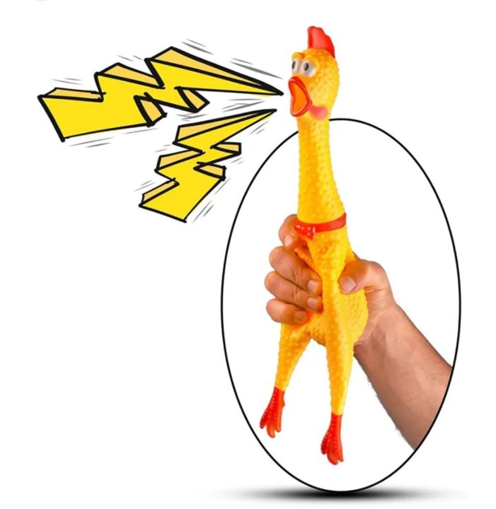 Rooster Shrilling Rubber Chicken Fun Toy 12 inch