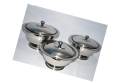 Pack of 3 Stainless Steel Salan Donga Set Durable Made Steel Set With Lid-Basic Kitchen Accessories. 